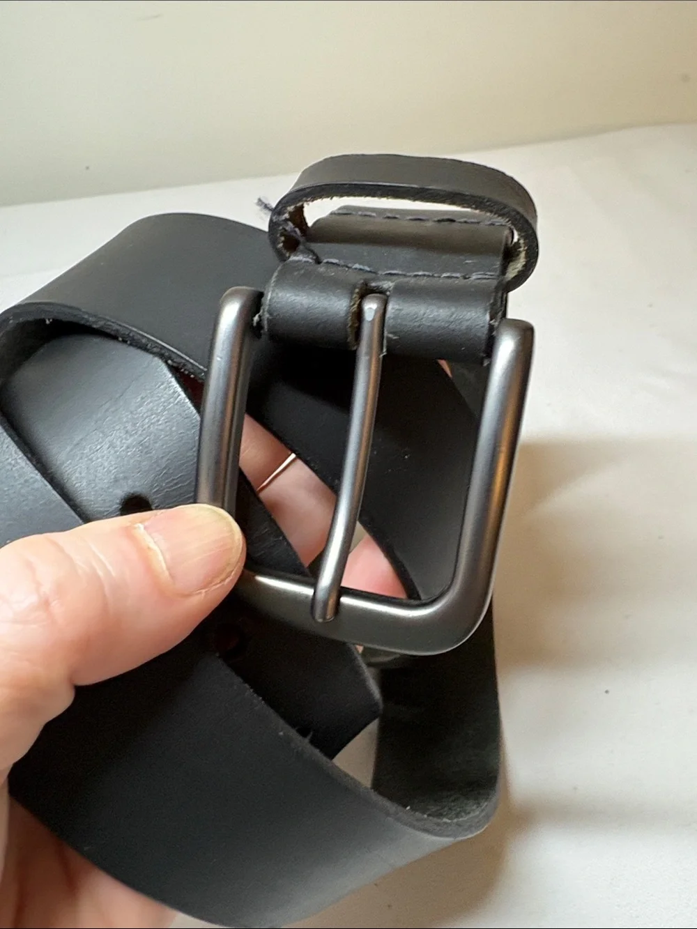 Timberland Matte Black Leather Belt Size 42